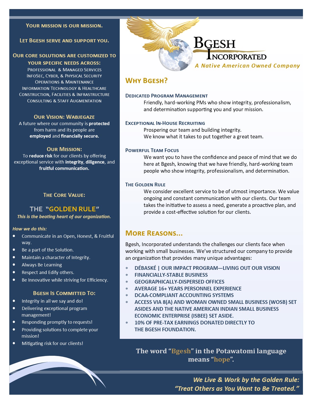 Capabilities statements bgesh incorporated